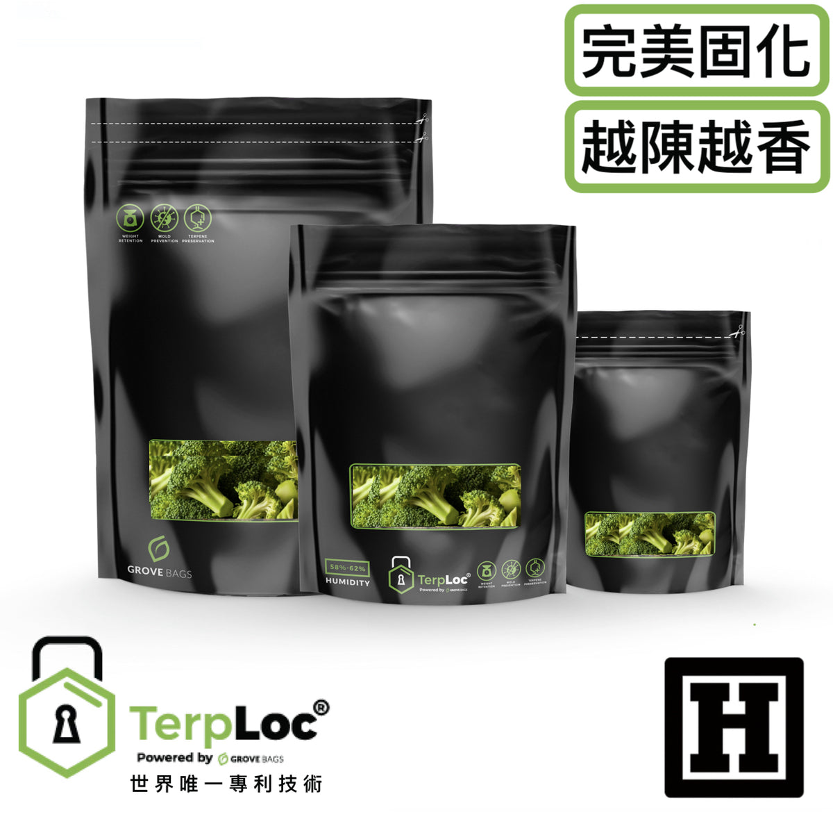 Grove Bags 固化儲存袋 「 TerpLoc® 專利技術 」