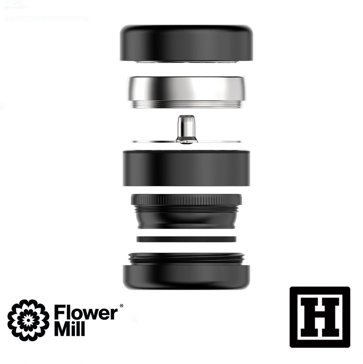 Flower Mill 豪華版 四片式 研磨器「不銹鋼製」